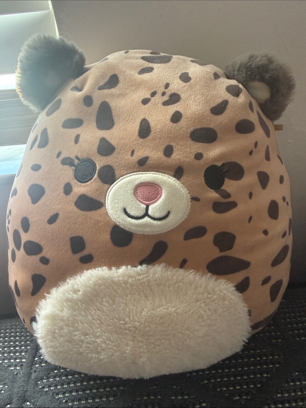 Squishmallows Leopard Spot Plush Pillow - Brown & Cream